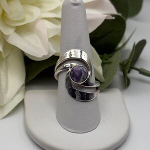 Dominique Dinouart Vintage Purple Charoite Sterling Silver Ring